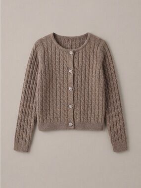 Italian Cable Knit Button-Up Sweater
